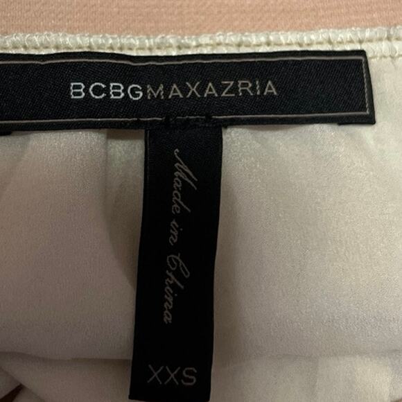 BCBGMaxazria Zana Beige White Pleated Tiered Layered Mini A-line Skirt Size XXS - Picture 4 of 5